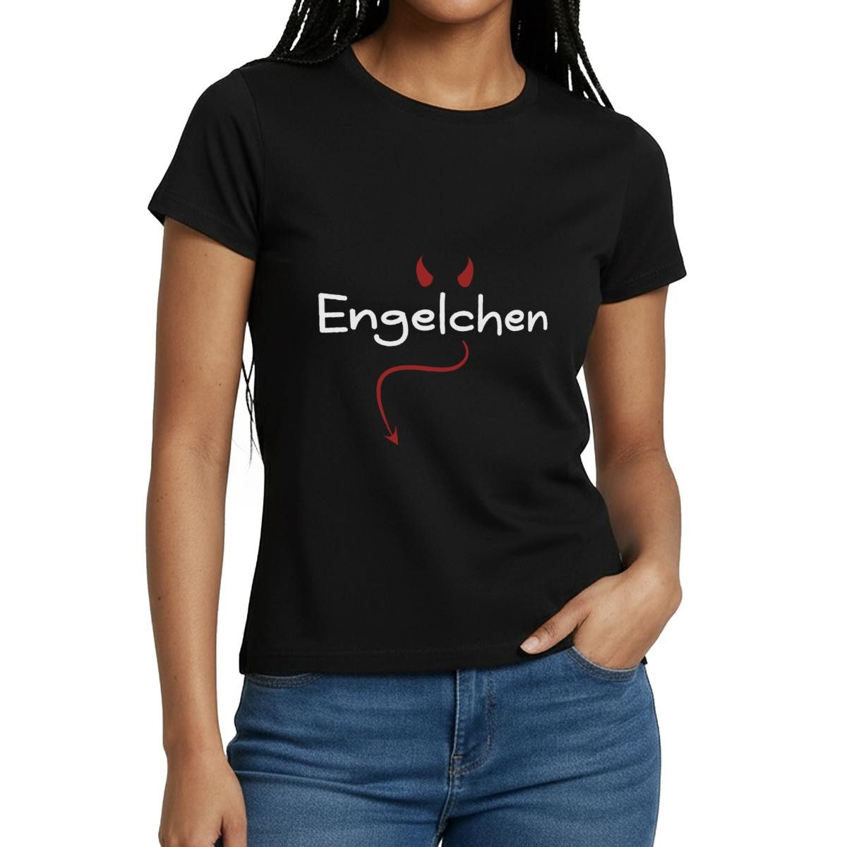Spreadshirt T-Shirt Engelchen Mit Teufelsflair Fasching Karneval Frauen T-S günstig online kaufen