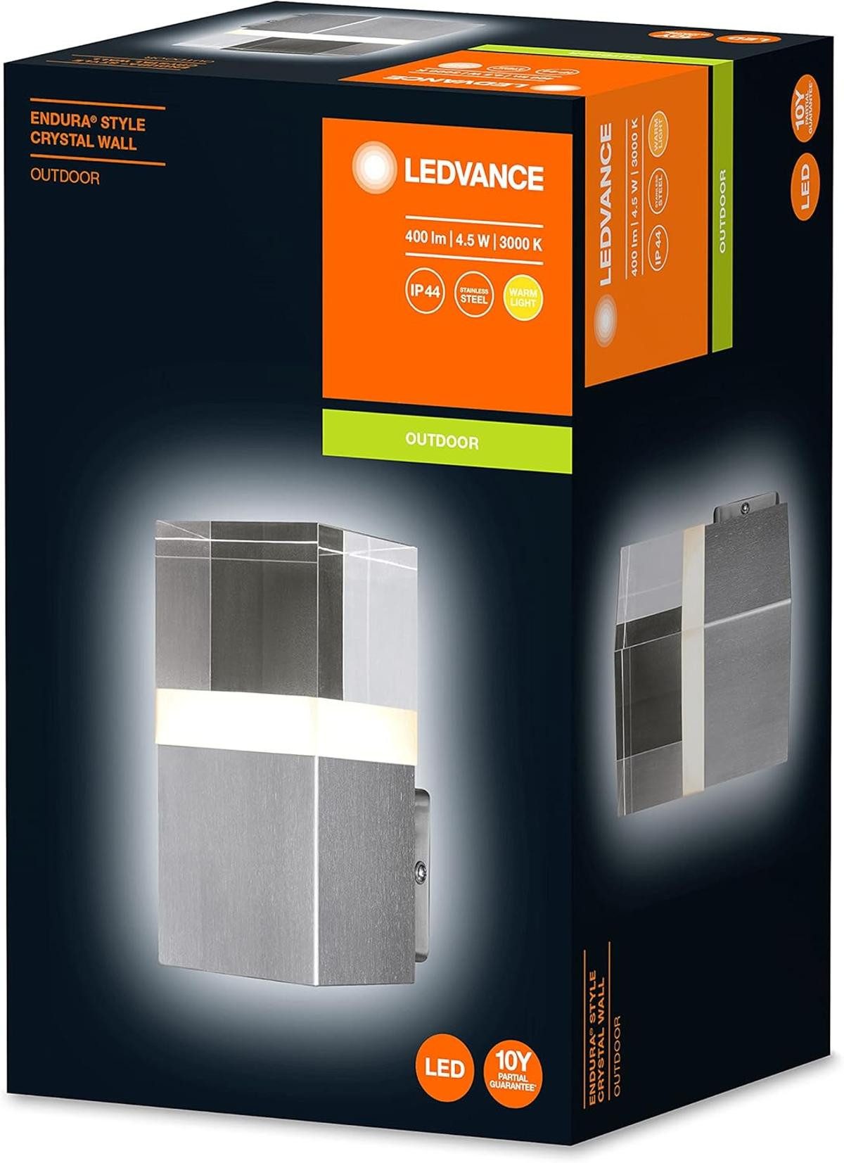 Ledvance LED Gartenleuchte Ledvance LED Wandleuchte Außen ENDURA STYLE CRYSTAL silber warmweiß