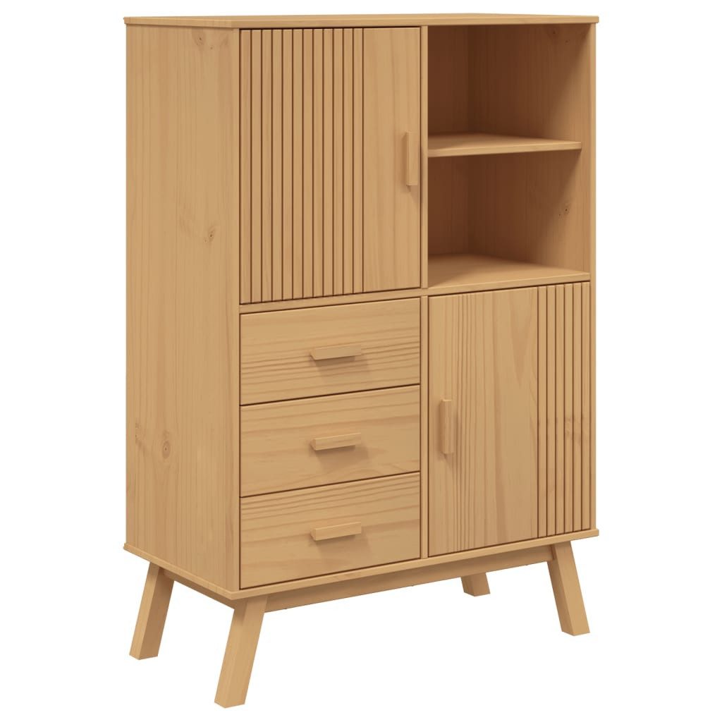 vidaXL Highboard NA Highboard OLDEN Braun 85x43x125 cm Massivholz Kiefer