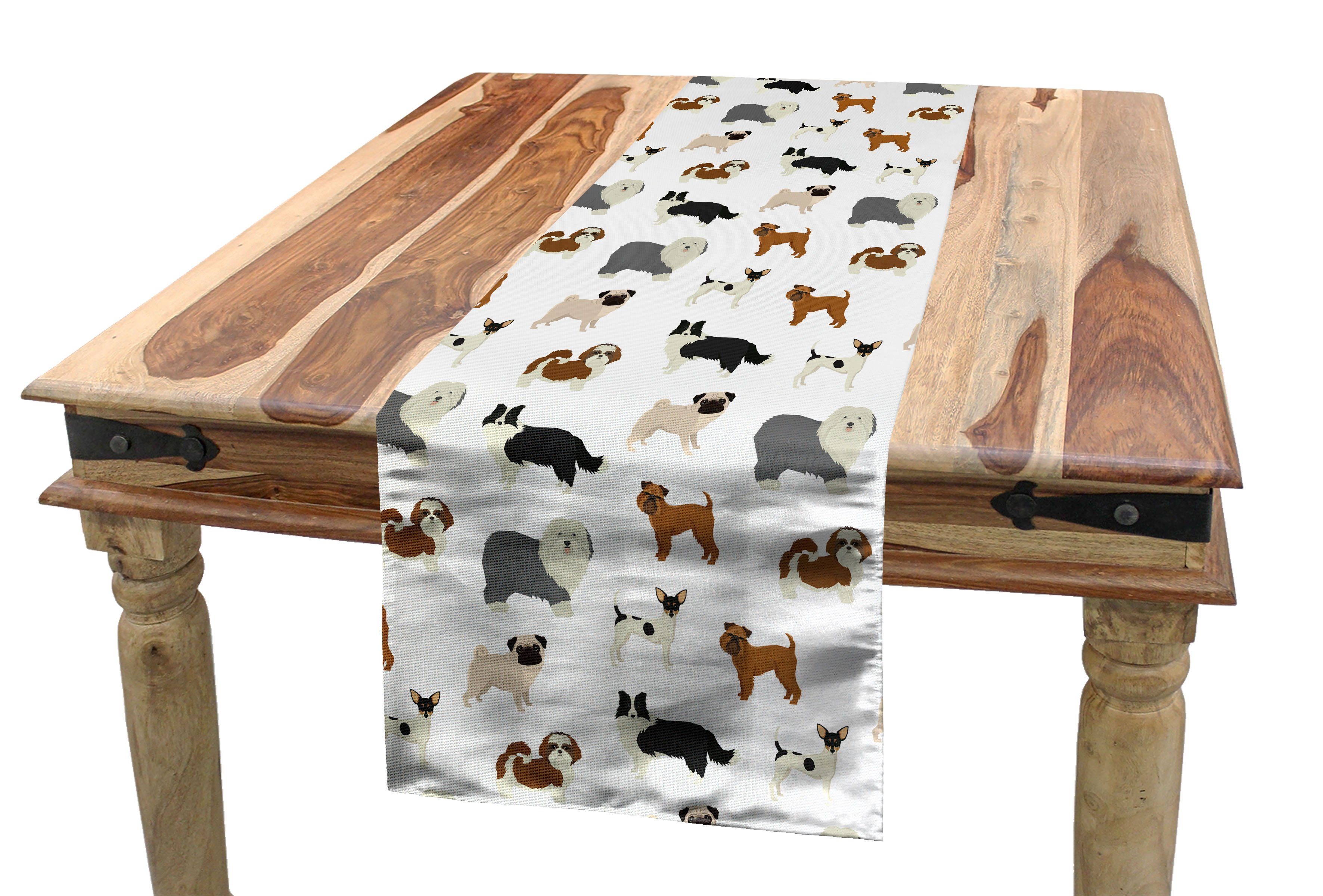 Hunde Tischläufer Tischläufer, Rechteckiger Dekorativer Küche Zusammensetzung Esszimmer Haustierweg Abakuhaus