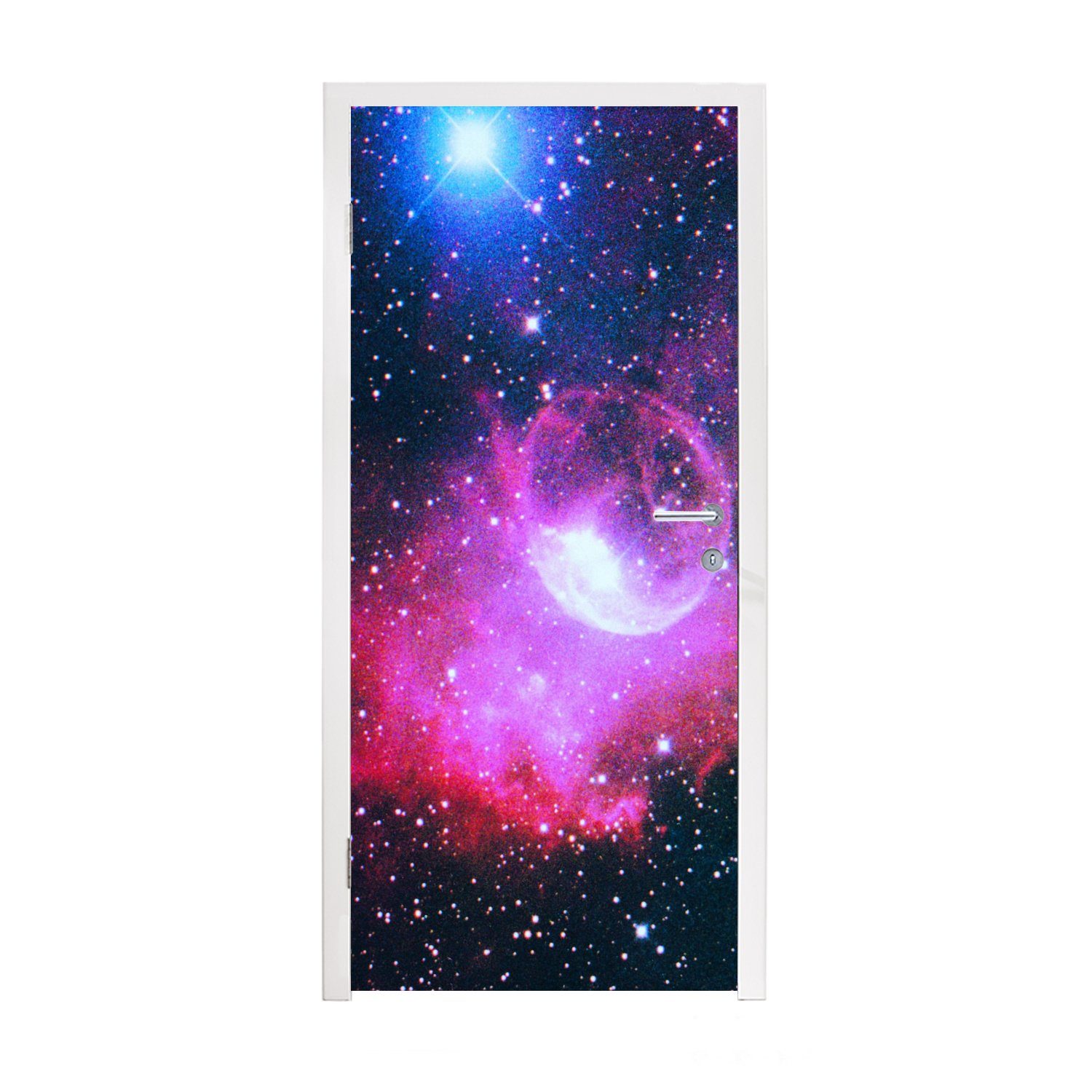 MuchoWow Türtapete Universum - Planeten - Rosa - Jungen - Mädchen - Kinder, Matt, bedruckt, (1 St), Fototapete für Tür, Türaufkleber, 75x205 cm