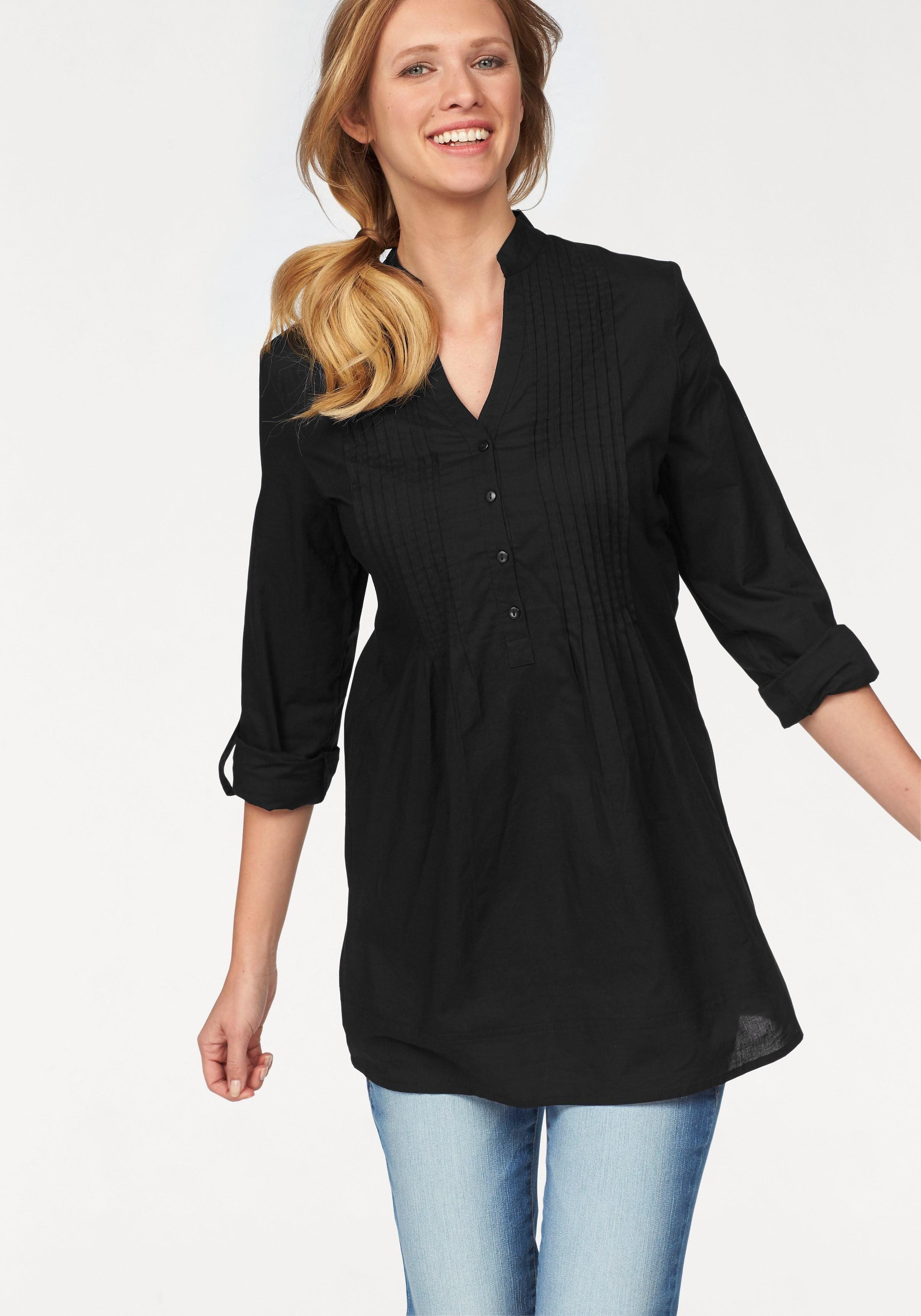 Aniston CASUAL Longbluse mit dekorativer Biesenverarbeitung schwarz