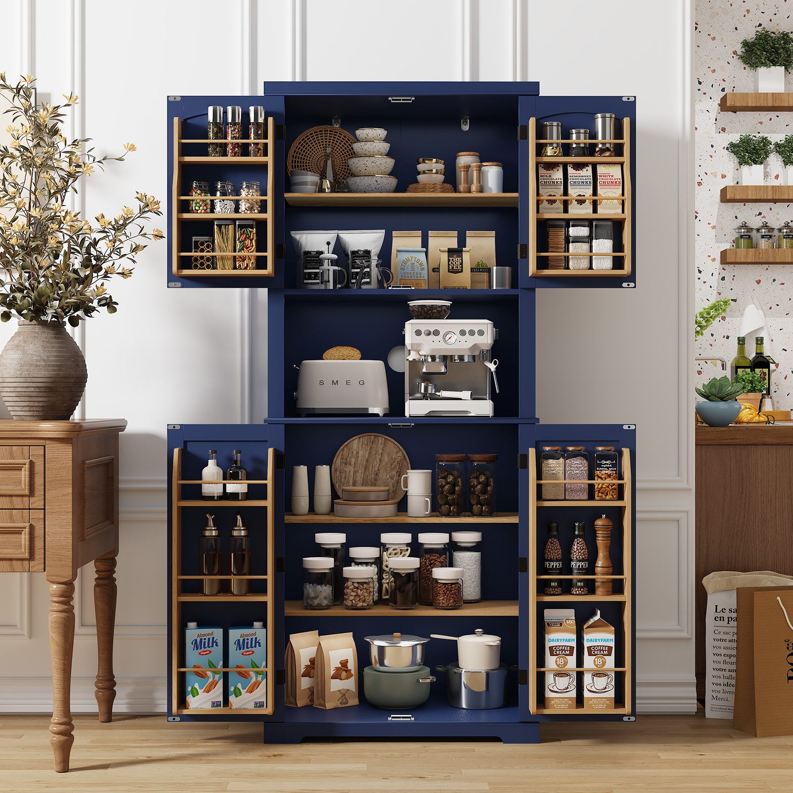 HOLTICO Hochschrank Küchenschrank mit Arbeitsplatte, Buffetschrank, Esszimm günstig online kaufen