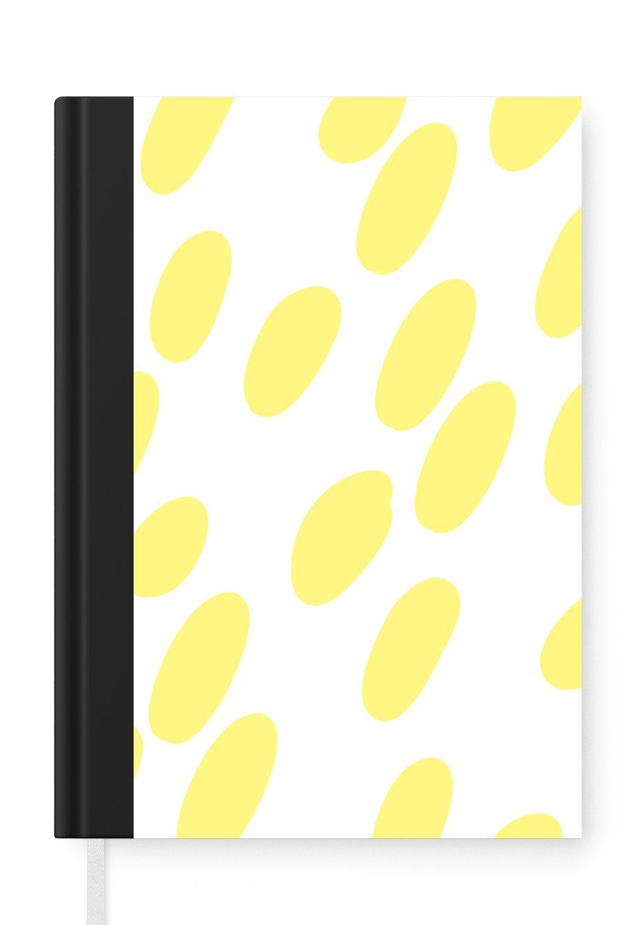MuchoWow Notizbuch Illustration mit gelben Punkten auf weißem Hintergrund, Journal, Merkzettel, Tagebuch, Notizheft, A5, 98 Seiten, Haushaltsbuch