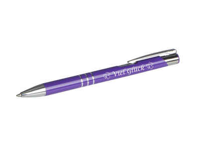 Livepac Office Kugelschreiber Kugelschreiber mit Gravur "Viel Glück" / aus Metall / Farbe: violett