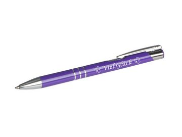 Livepac Office Kugelschreiber 10 Kugelschreiber mit Gravur "Viel Glück" / aus Metall / 10 verschiede