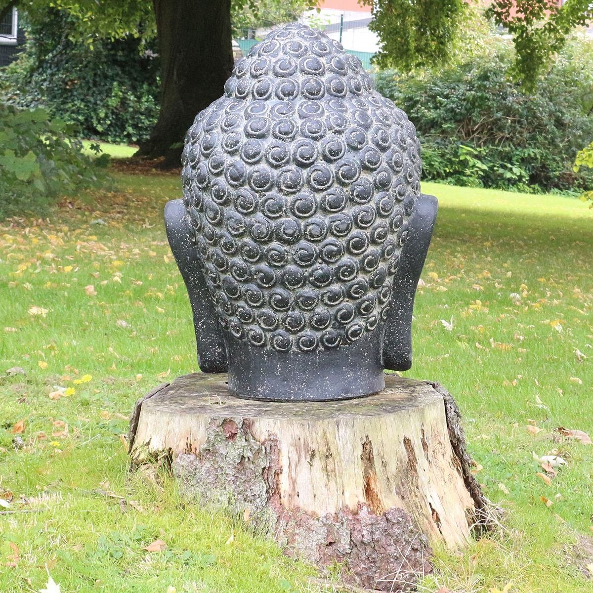 Oriental Galerie Dekofigur Buddha in (1 55 traditionelle St), Gartenfigur Ursprungsland im Kopf Herstellung Lavastein cm Handarbeit aus