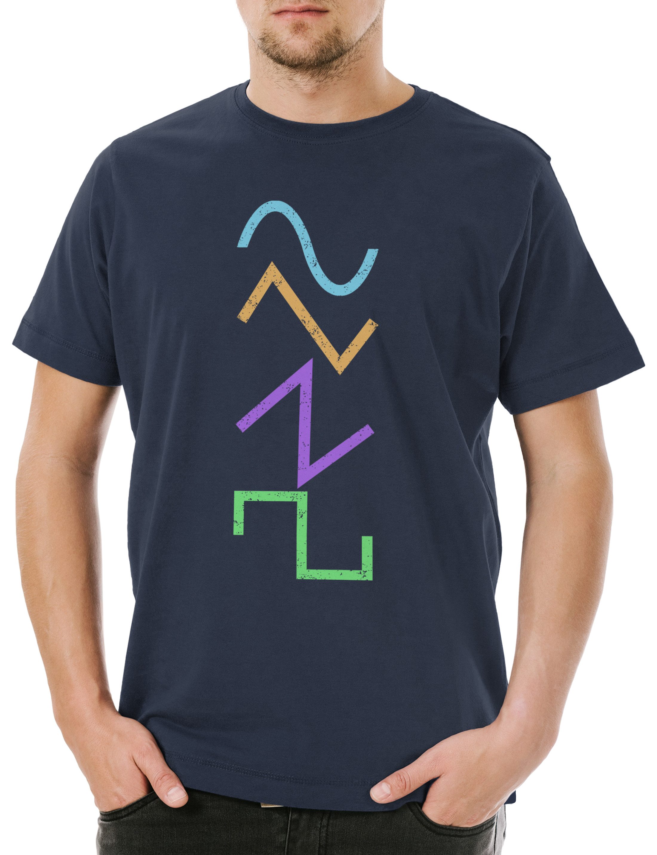 Print-Shirt Waves Herren T-Shirt Synthesizer Electro Techno LFO Musik Music DJ MC