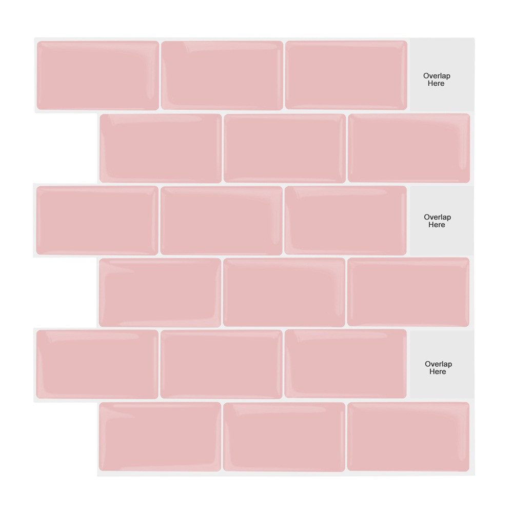 Agger Fliesenaufkleber 10-Stück Klebefliesen Fliesenfolie Wandaufkleber 30.5 x 30.5 cm (10 St), Metro Fliesen Fliesendekor Selbstklebend Wandfliesen RV Küche Bad