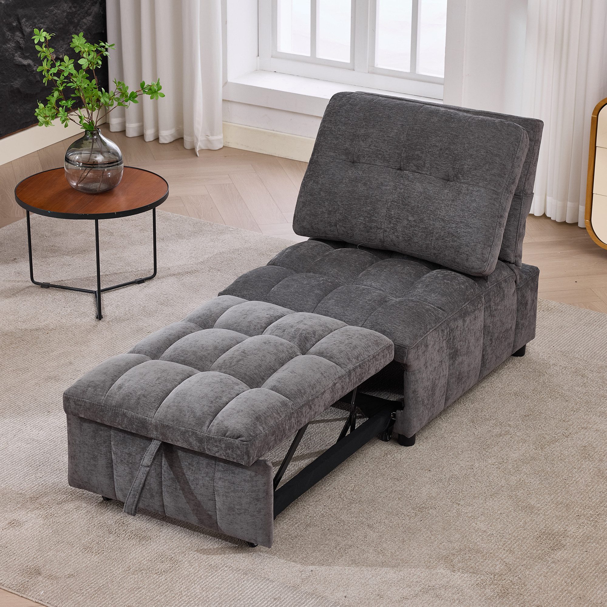 REDOM Schlafsofa Loungesofa mit verstellbarer Sitztiefe & Rückenlehne, Flexibles 1-tlg. Möbelstück für variable Raumnutzung 1 Teile, 68x95x76 cm, ausziehbar als Daybed oder Schlafsessel