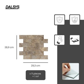 Dalsys Wandpaneel 1m² 11 Stück selbstklebend, (Beige Marmoroptik Steinoptik, 11-tlg., Wandfliese) feuchtigskeitsbeständig, einfach montiert, hochwertiges Material
