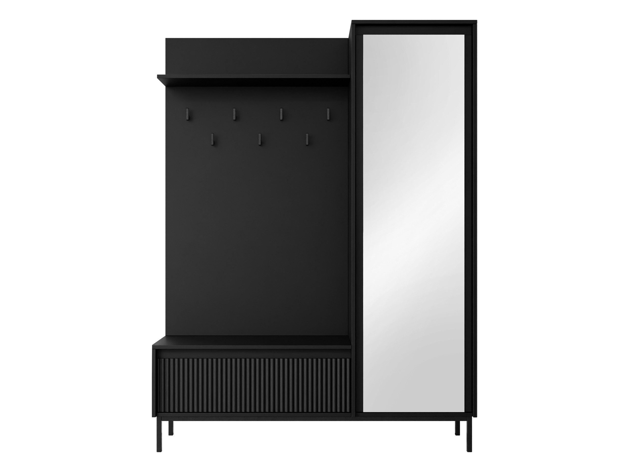 MIRJAN24 Garderoben-Set Ozmi 1D1K, (mit Drehtür und Klappe), 7 Kleiderhaken aus Metall, 135x40x180 cm