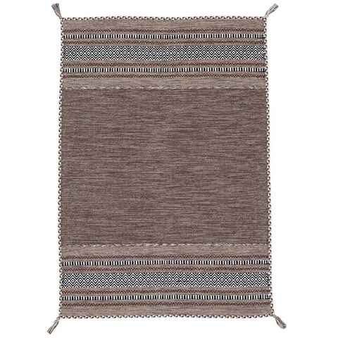 Teppich Kelim Azizi, carpetfine, rechteckig, Höhe: 5 mm, Baumwolle, Wendeteppich mit Fransen, Wohnzimmer