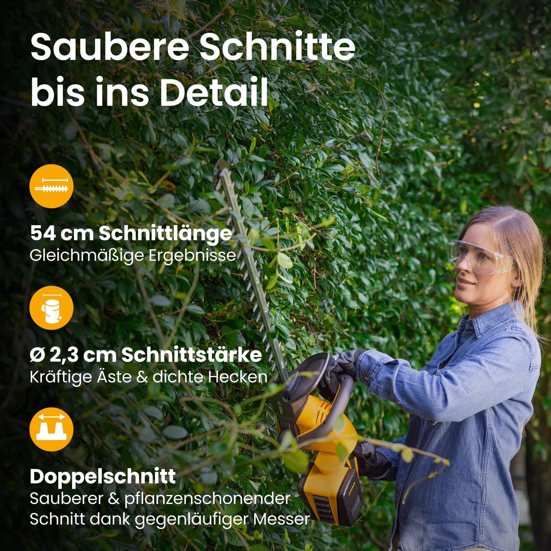STIGA GARDEN Akku-Heckenschere HT 300e, (Set, Inkl. 2x 20 V (2 Ah) Akku, Schutzhülle, Wandhalterung und Ladegerät), 54 cm Schnittlänge