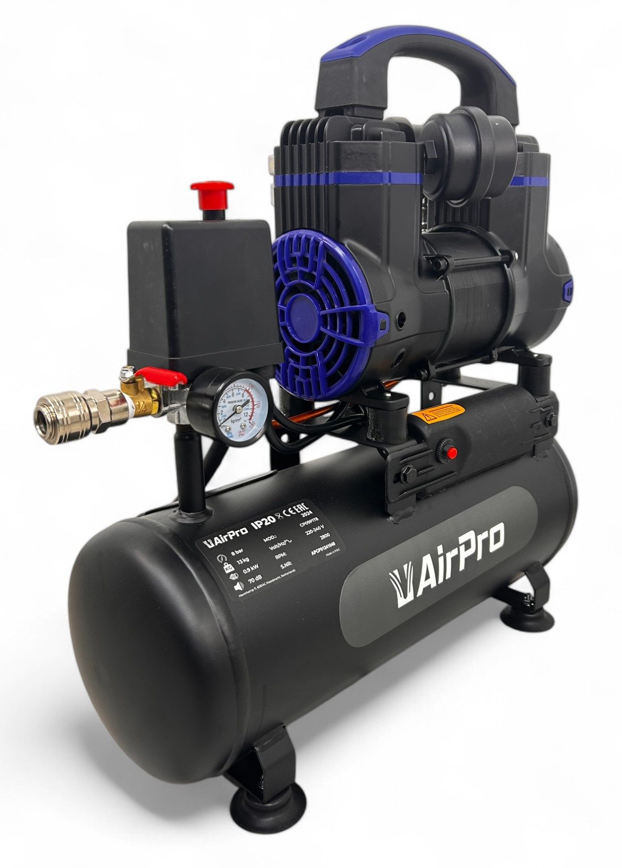 DeTec. Kompressor Ölfreier Luftkompressor 8L – Geräuscharmer Kompressor 1,2 PS, 900 W, Wartungsfrei & Kompakt