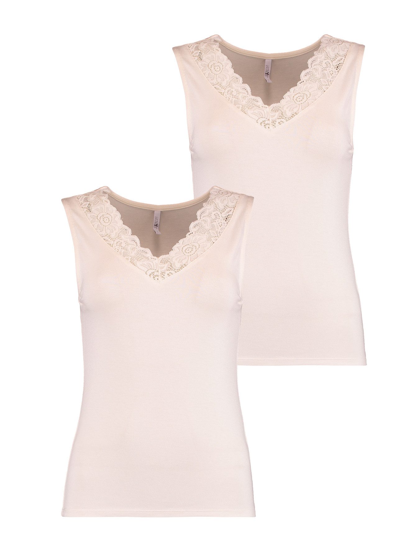 HaILY’S Blusenshirt V-Ausschnitt mit zarter Spitze im 2er Pack (2-tlg) SL V TP Ti44na
