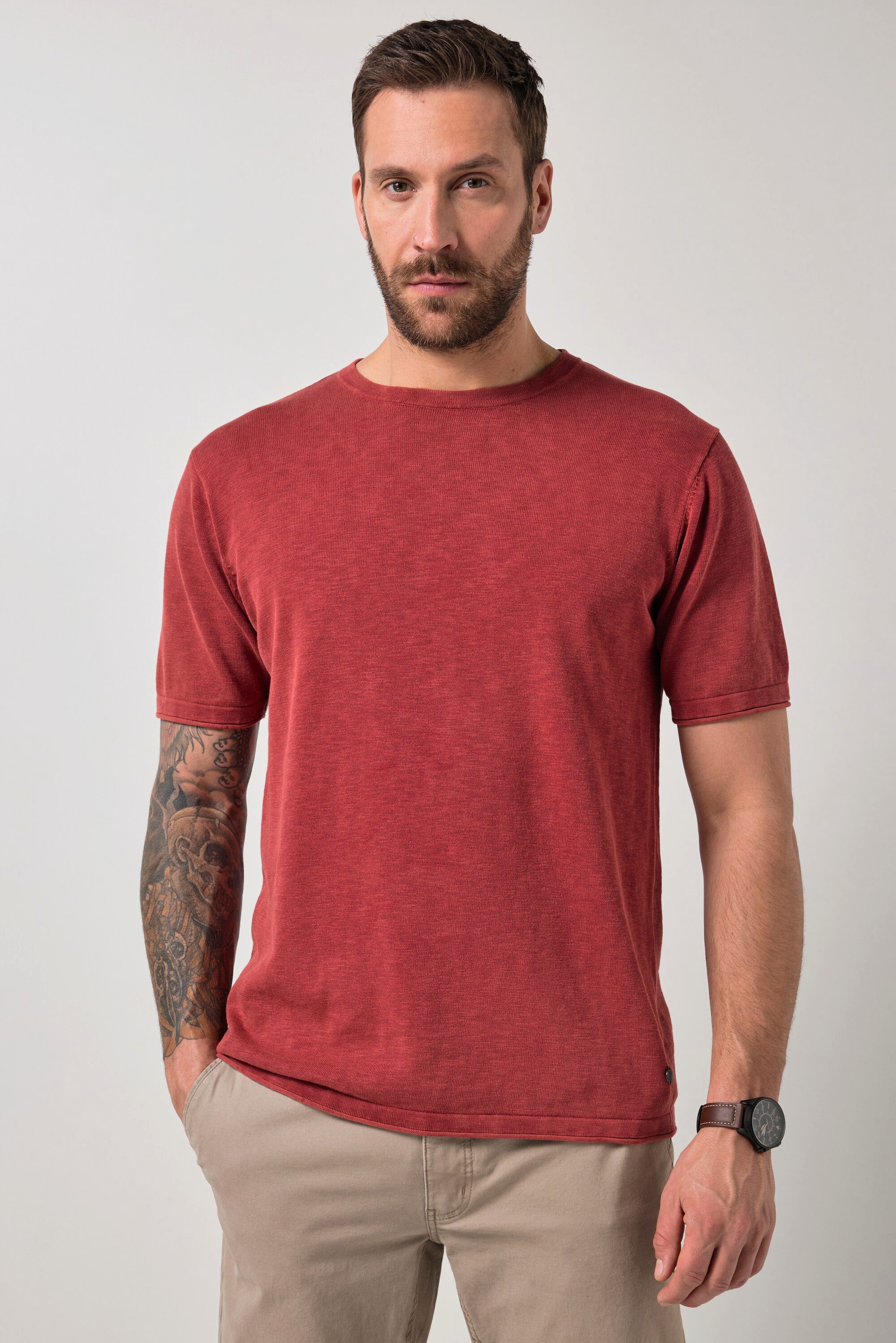 T-Shirt T-Shirt Halbarm Feinstrick Vintage Look bis 8 XL