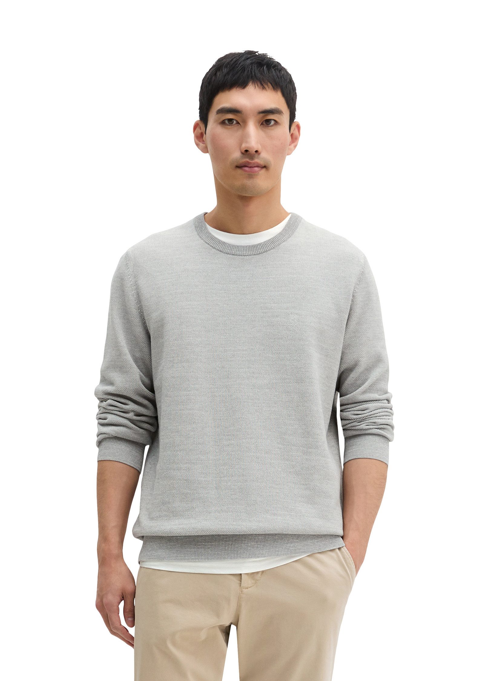 Marc O'Polo Rundhalspullover aus Bio-Baumwoll-Piqué