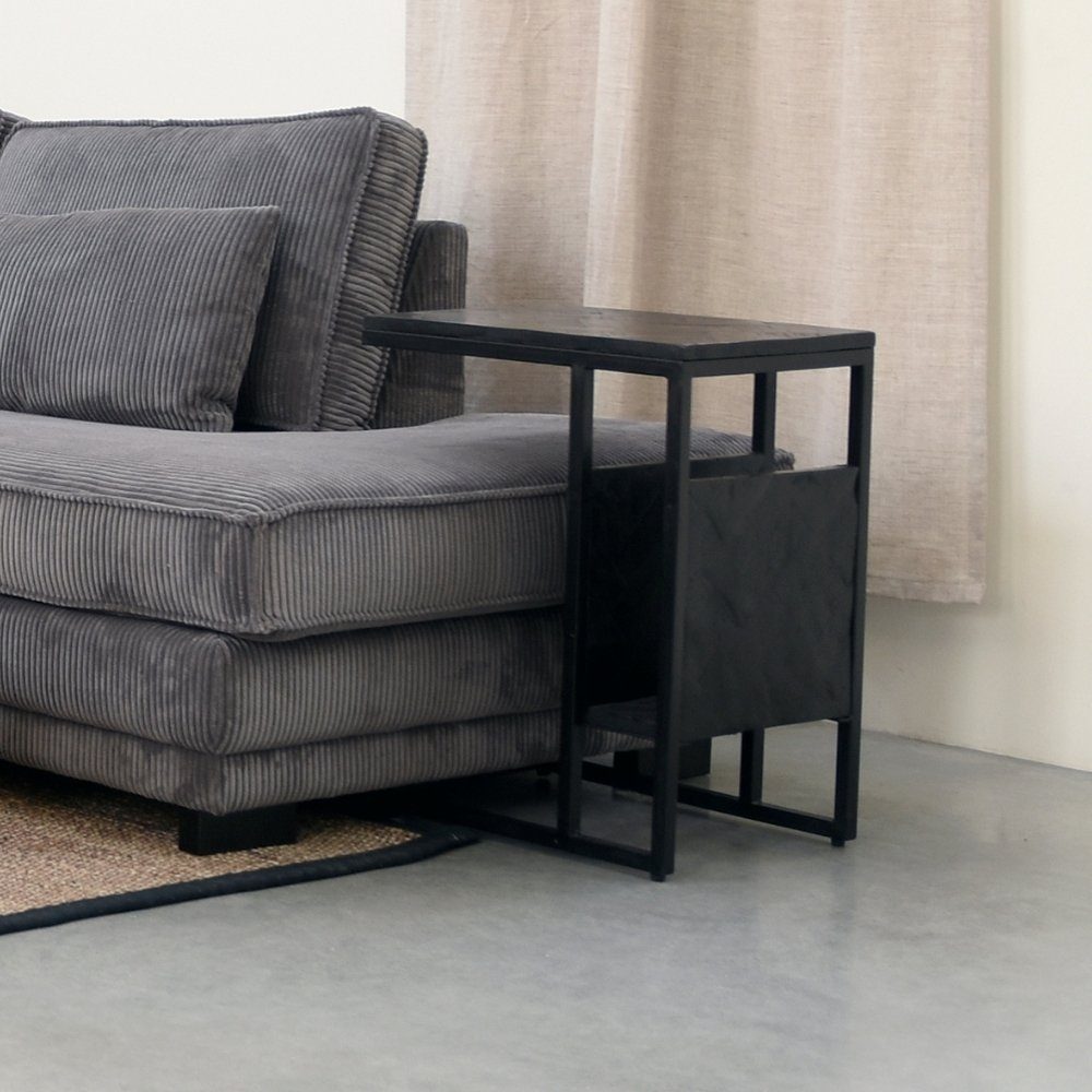 RINGO-Living Beistelltisch Beistelltisch Keahi in Schwarz aus Mangoholz 620x350x500mm, Möbel