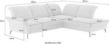sit&more Ecksofa Leandro L-Form, Wahlweise mit Bett-, Kopfteil - und Armlehnfunktion, sowie Stauraum