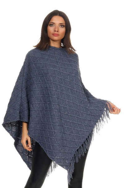 Mississhop Strickponcho Damen Poncho Cape Überwurf Strickponcho M.3014