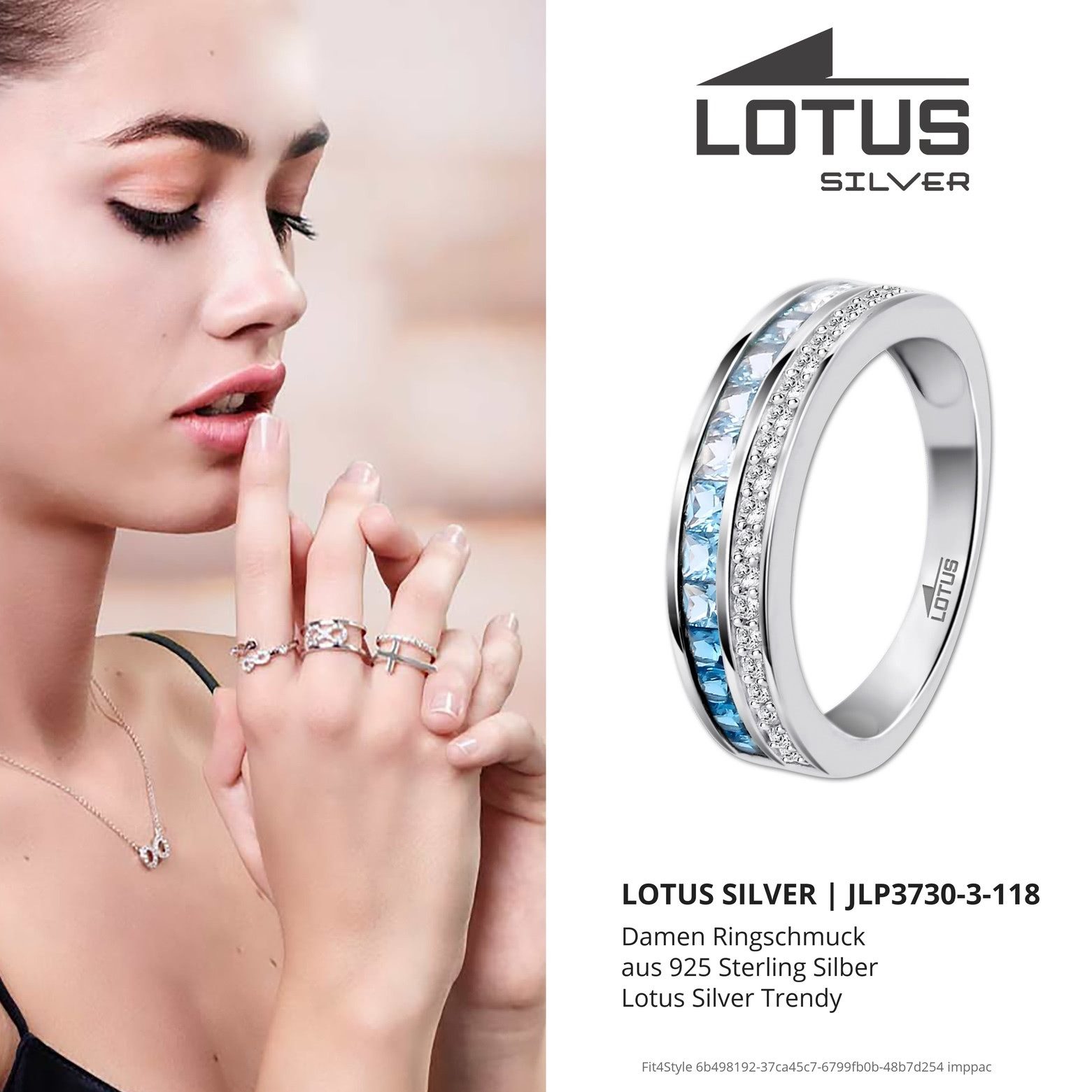 LOTUS SILVER Silberring LOTUS Silver Ring Zirkoniastein 925 (Fingerring), Ring Zirkoniastein 925 Sterling Silber, Farbe: silber, blau