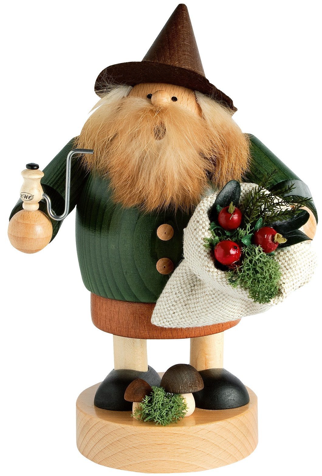 KWO Kunstgewerbe Werkstätten Räuchermännchen Räuchermann Moosmännchen, (1 St), Handarbeit aus dem Erzgebirge