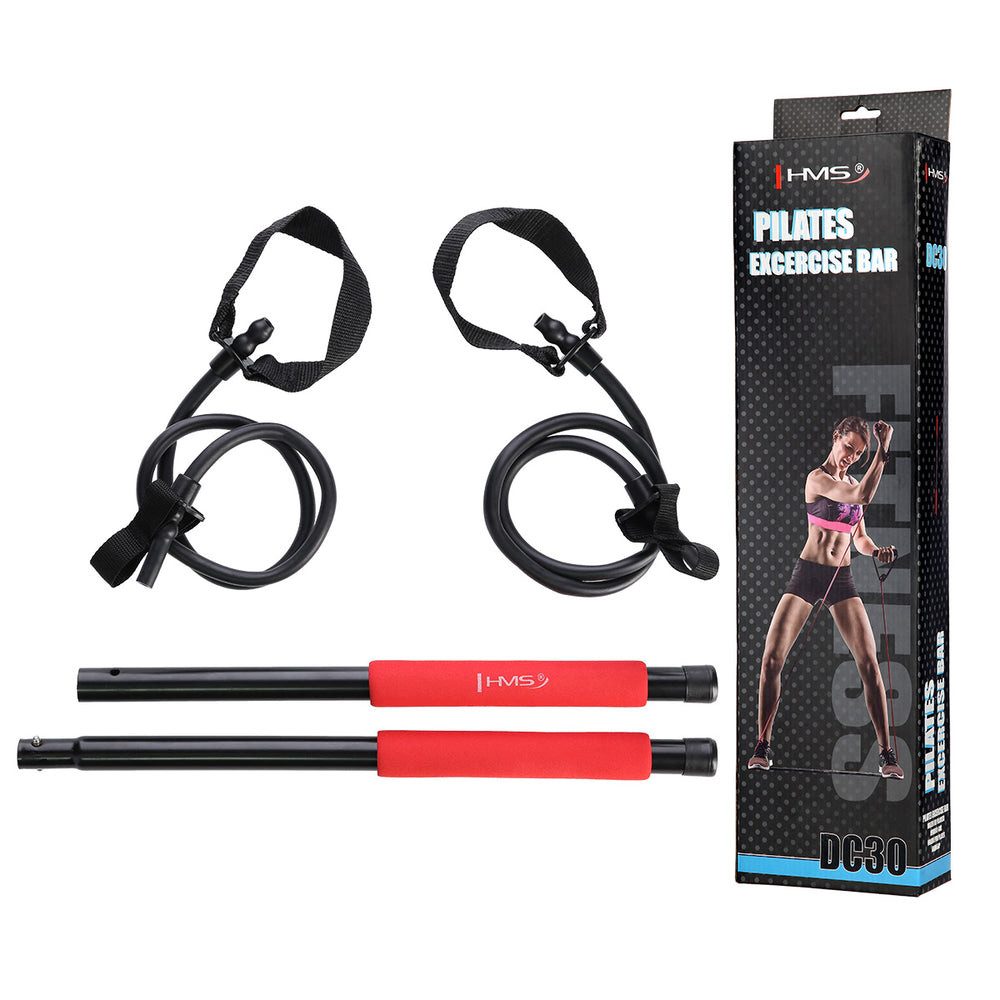 HMS Gymnastikstäbe Pilatesstange Fitnessstange Widerstandsband (Spar-Set, 1-St., 92 cm zerlegbar), Widerstand 1-13 kg, rutschfeste Griffe, zerlegbar