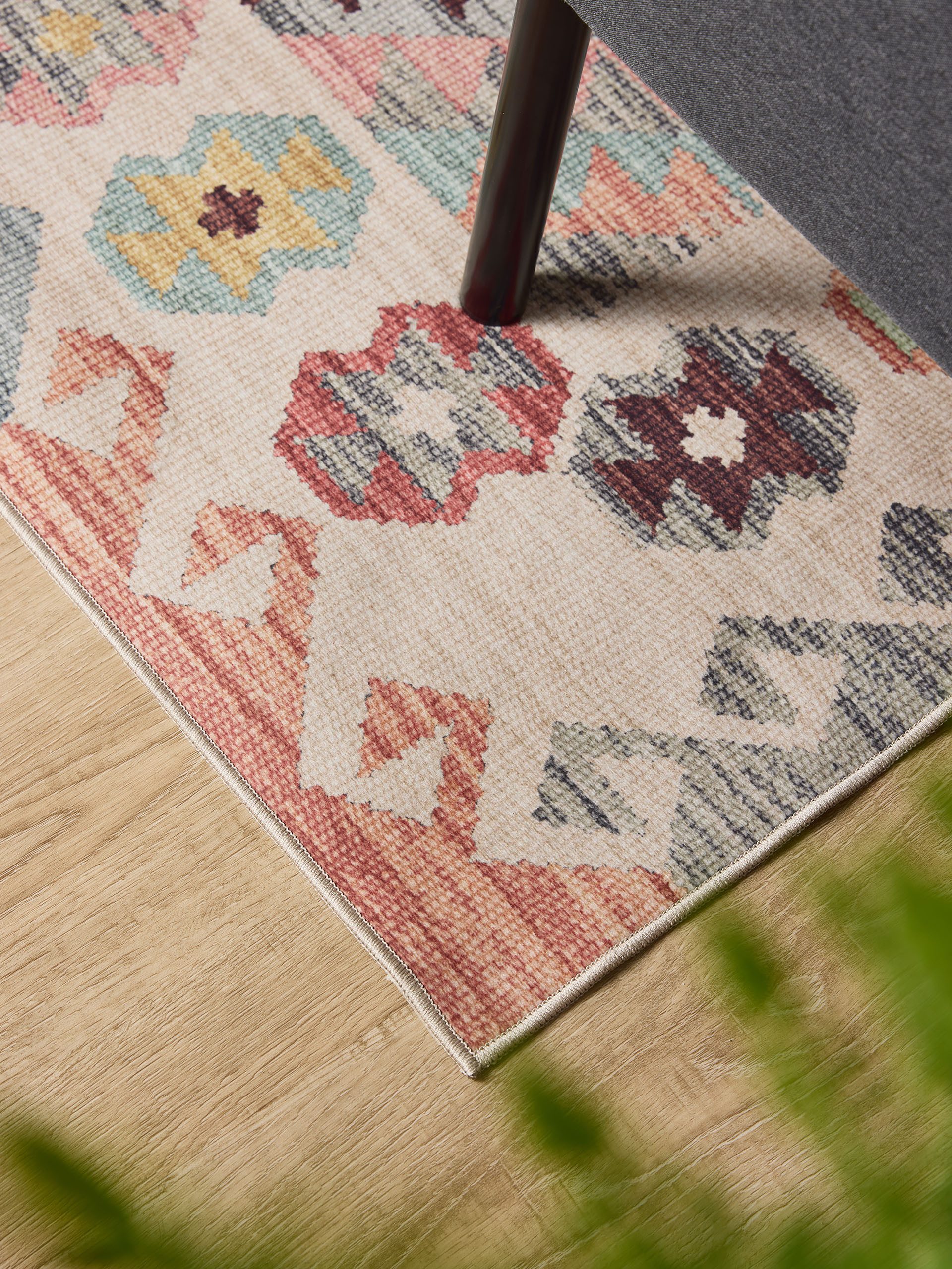 Interiyou Teppich Gent, Rechteckig, Höhe: 5 mm, Vintage Kurzflor für Wohnzimmer, Schlafzimmer, waschbar, pflegeleicht