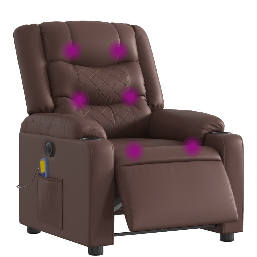 vidaXL Sessel Massagesessel Elektrisch Braun Kunstleder günstig online kaufen
