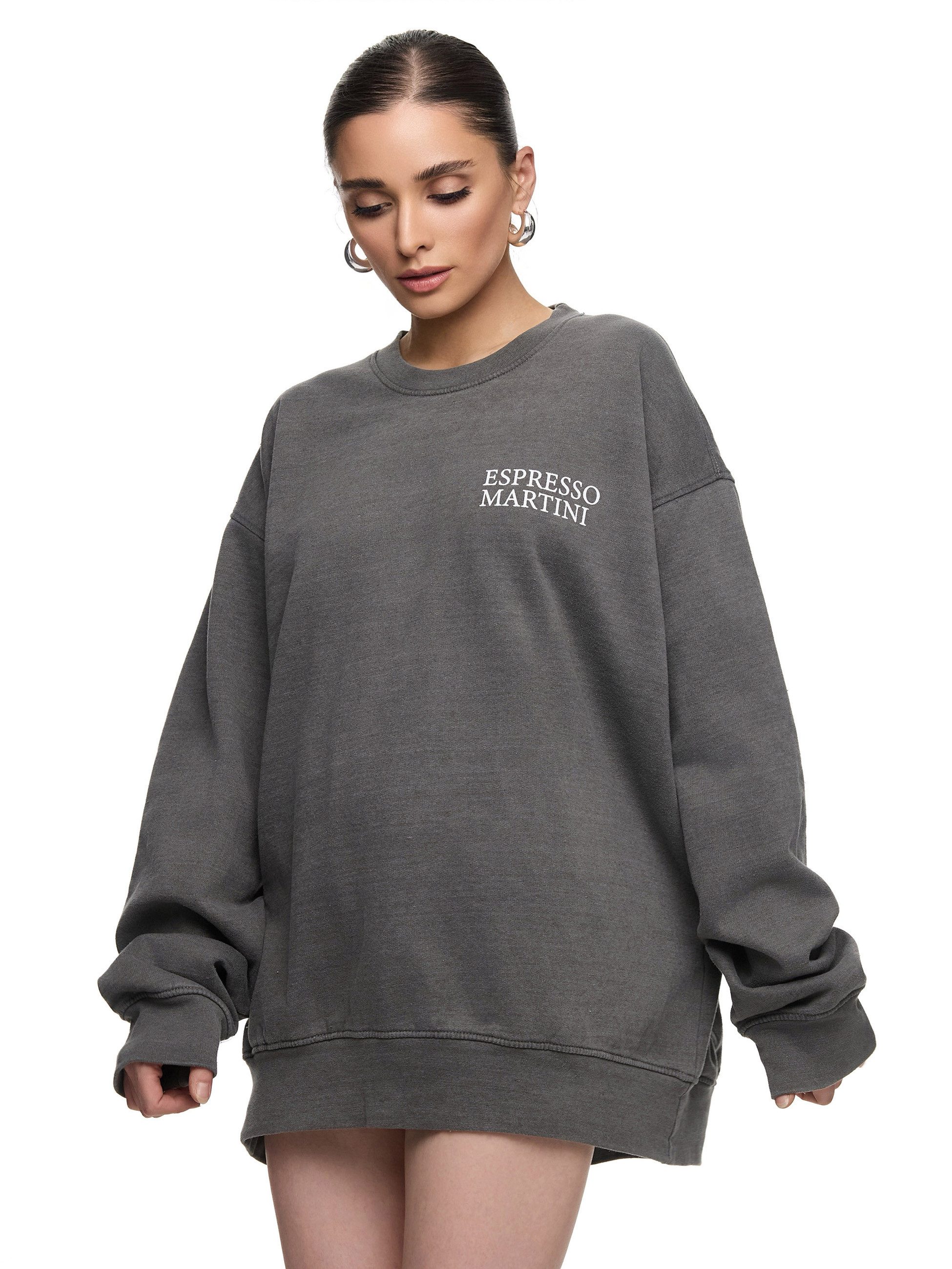 Worldclassca Sweatshirt Worldclassca Oversized Sweatshirt ESPRESSO Print Langarm Pullover Print ESPRESSO MARTINI