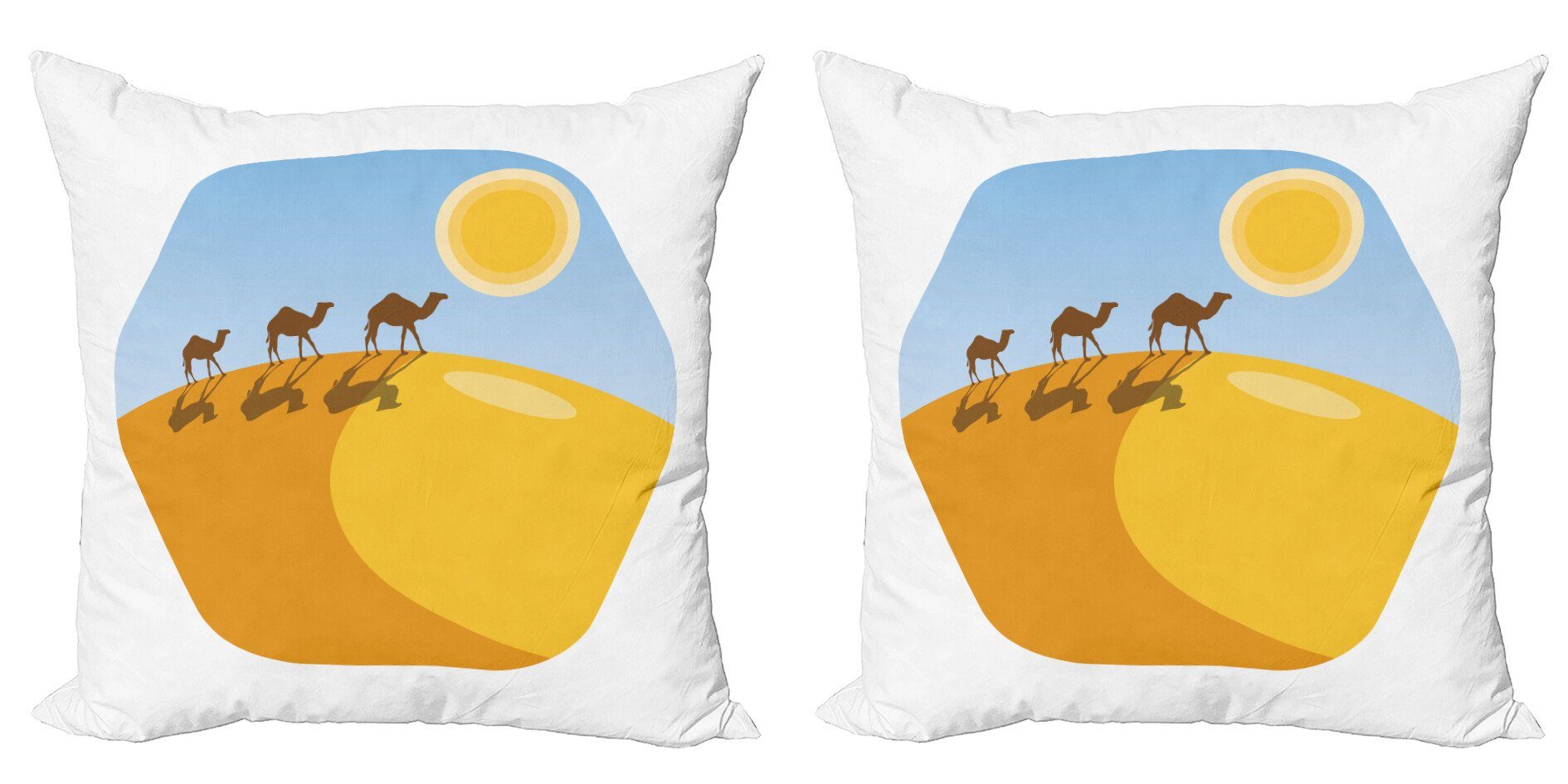Kissenbezüge Modern Accent Doppelseitiger Digitaldruck, Abakuhaus (2 Stück), Ägyptisch Kamele auf Wüste Cartoon