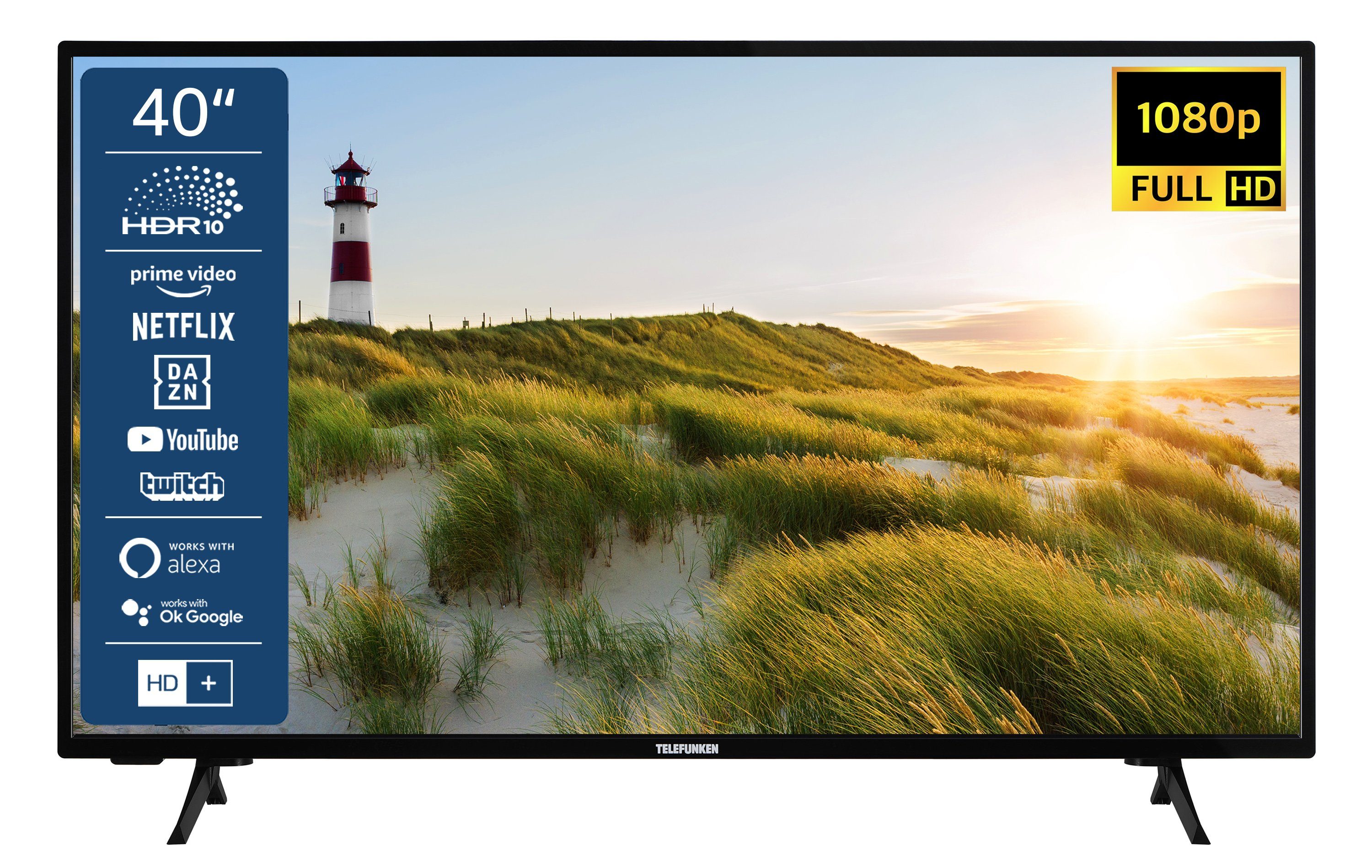 Telefunken XF40SN550S LCD-LED Fernseher (102 cm/40 Zoll, Full HD, Smart TV, HDR, Triple-Tuner, 6 Monate HD+ inkl)
