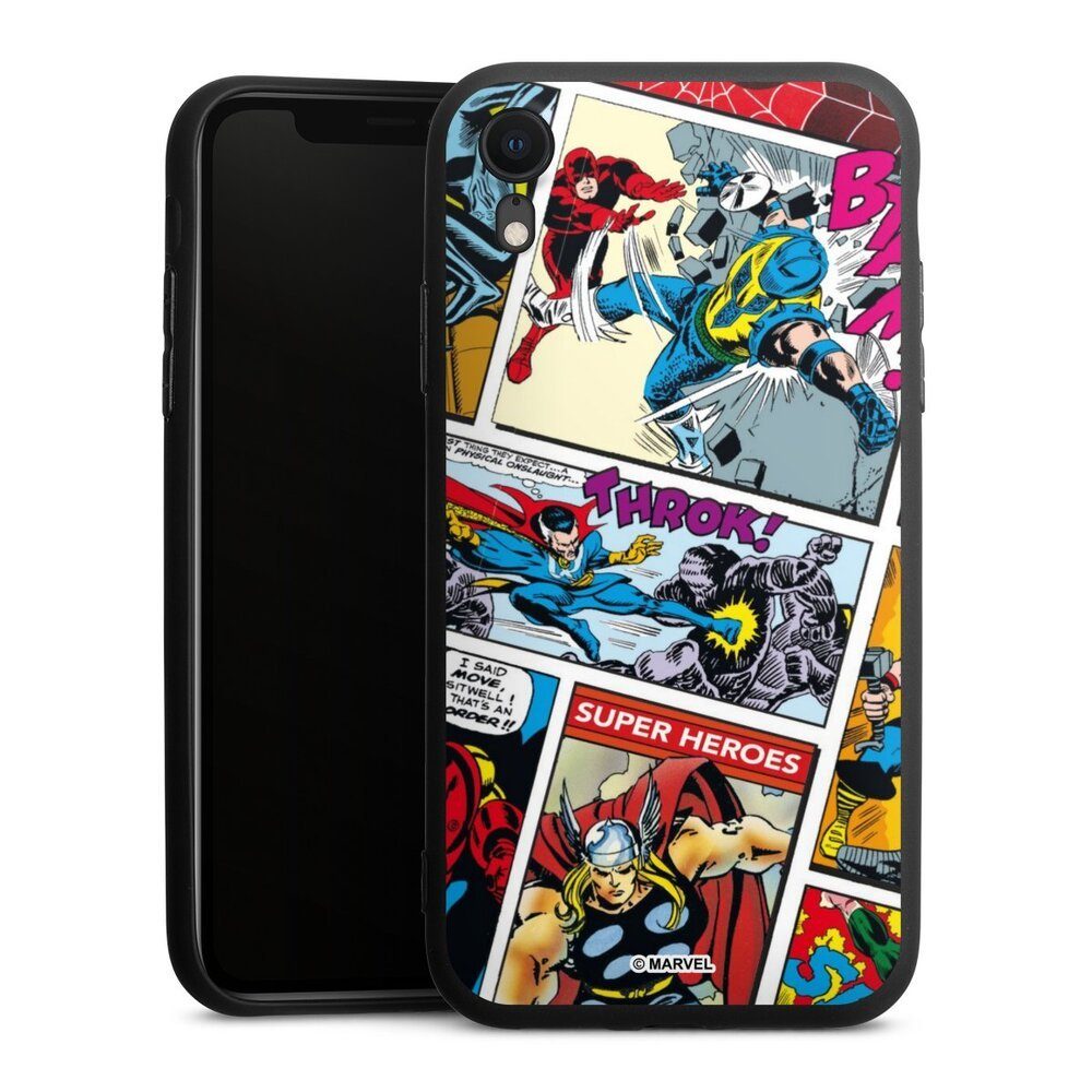DeinDesign Handyhülle Marvel Retro Comic Blue, Apple iPhone Xr Silikon Hülle Premium Case Handy Schutzhülle