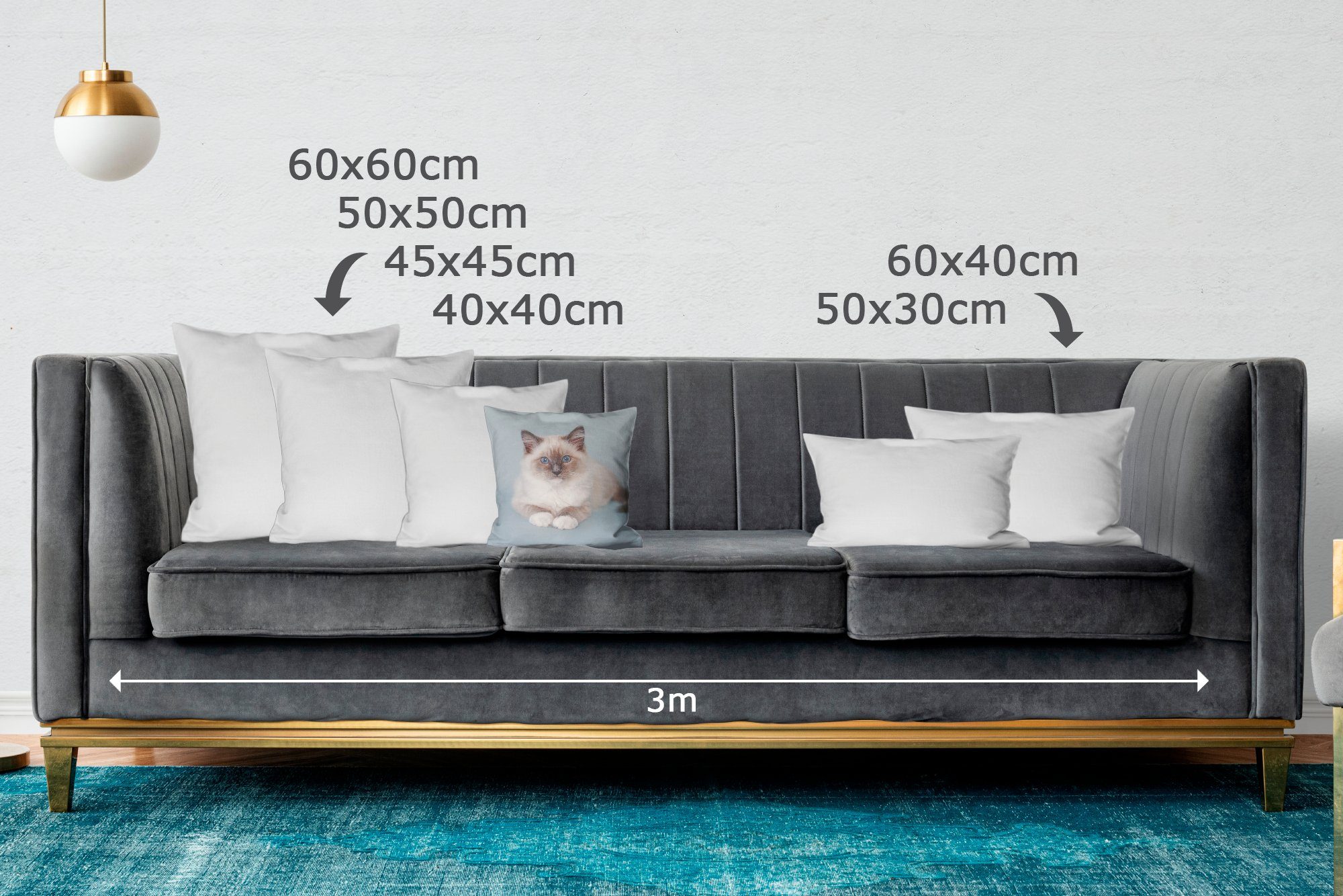 Dekokissen Deko, - Wohzimmer, Mädchen - Füllung Ragdoll - mit Jungen Sofakissen Kinder Katze - Blau für MuchoWow Kind, - Zierkissen Schlafzimmer, Katze -