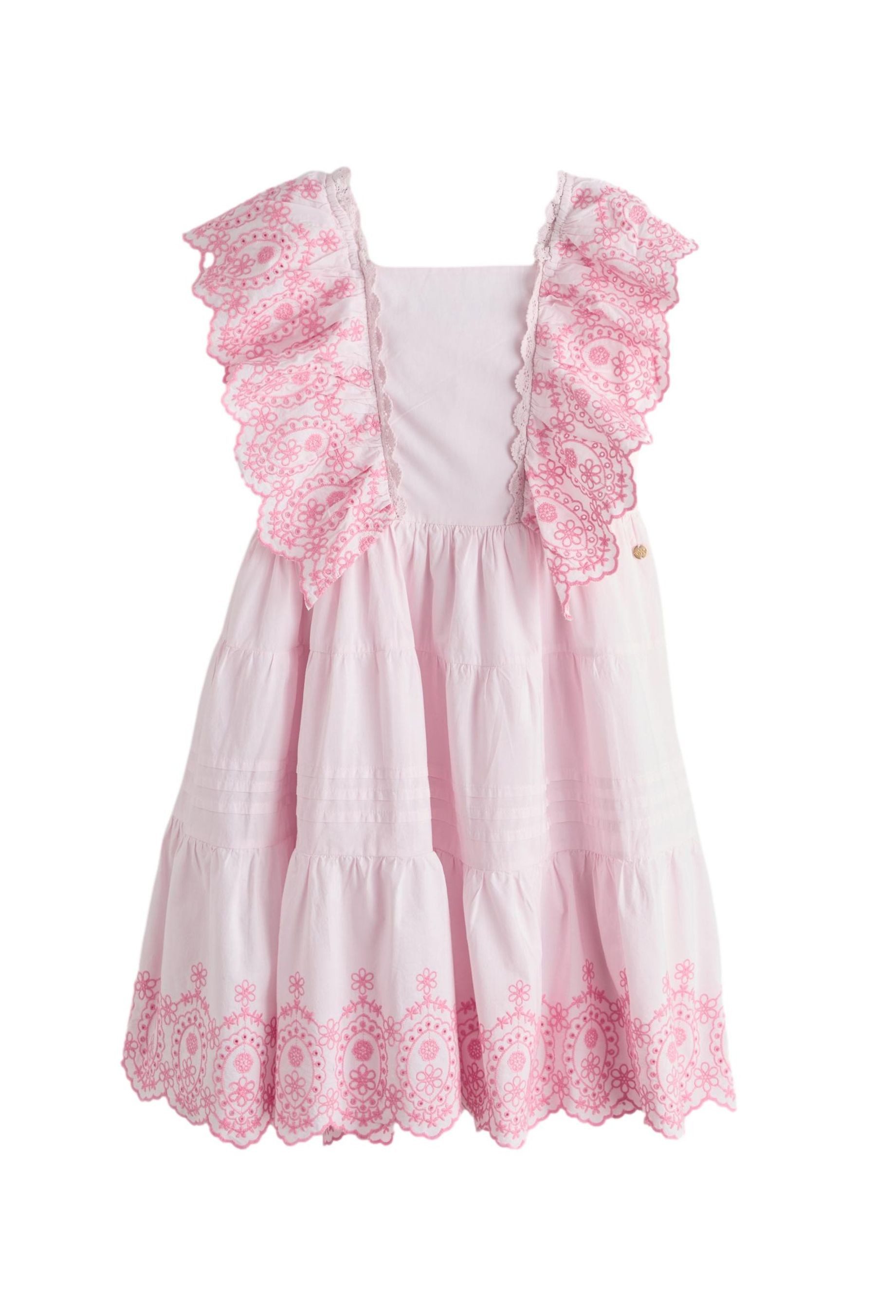 Volantkleid Laura Ashley gestuftes Kleid mit Lochstickerei
