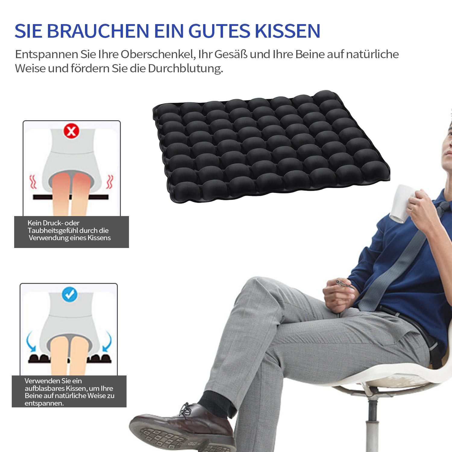 Refttenw Sitzkissen Tragbares 3D Sitzkissen,Orthopädisches Sitzkissen,Aufbl günstig online kaufen