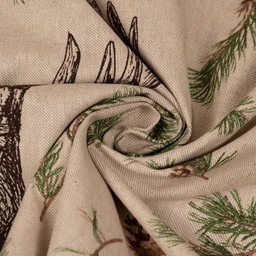 SCHÖNER LEBEN. Tischdecke SCHÖNER LEBEN. Tischdecke Deer Forest Hirsch Kiefernzweige natur grün, handmade