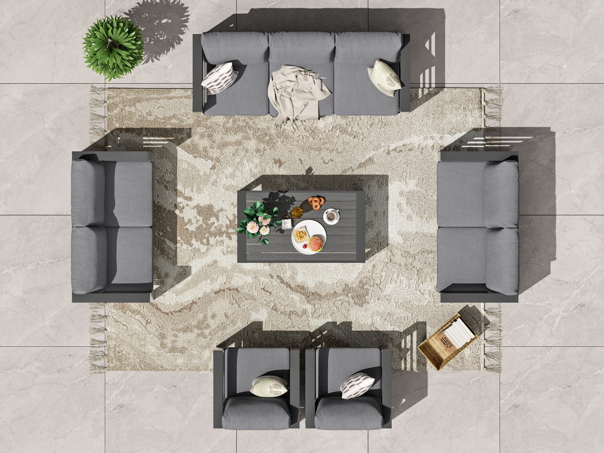 MeXo Gartenlounge-Set XXL Gartenmöbel Set Aluminium günstig online kaufen