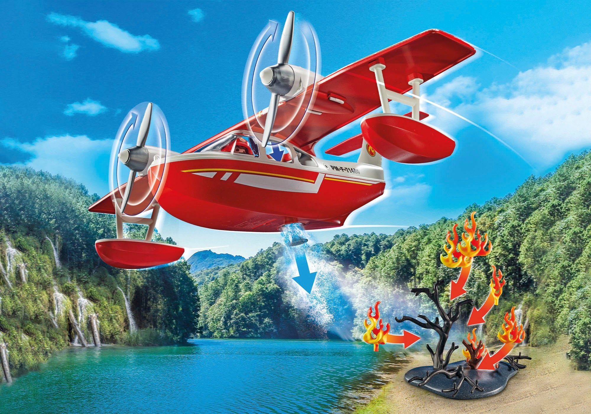 Playmobil® Feuerwehrflugzeug mit Löschfunktion (71463), Action Heroes Konstruktions-Spielset, (34 St), Made in Europe – Bild 4 von 5