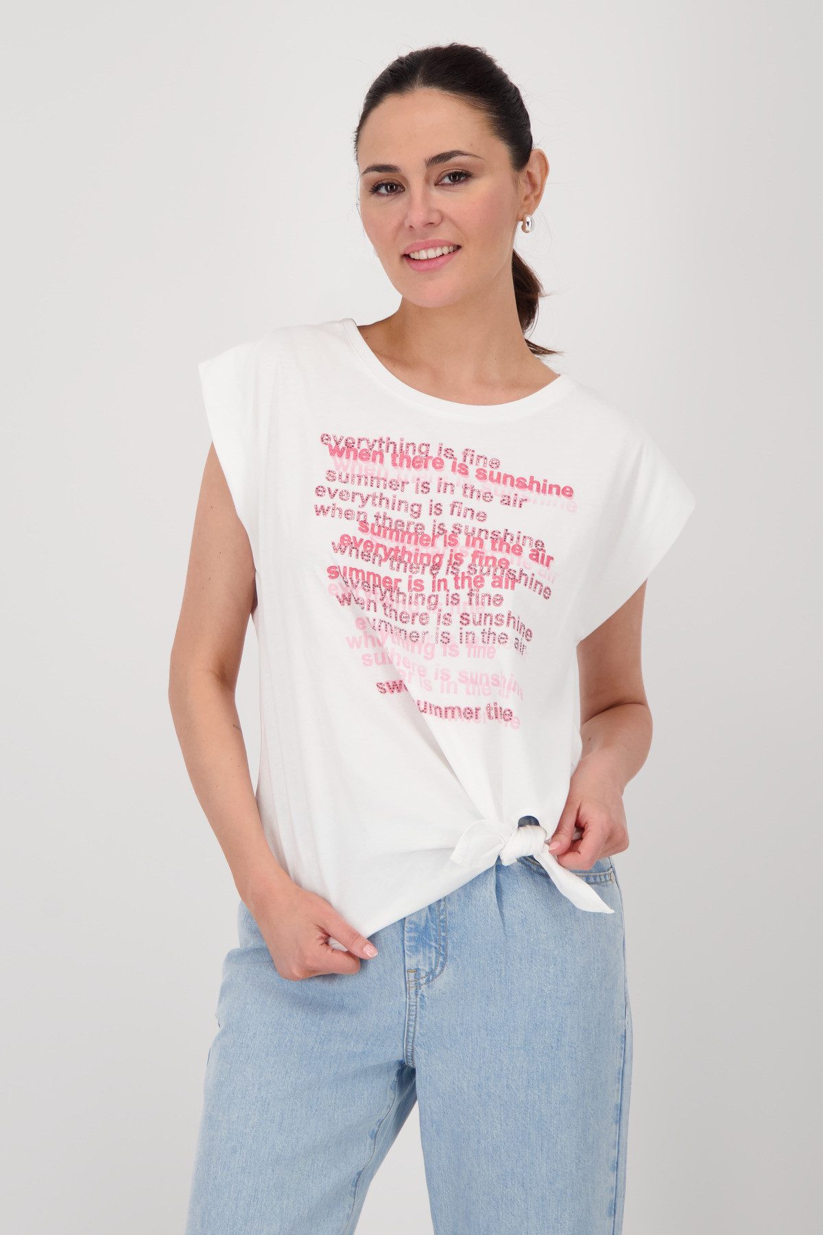 Monari T-Shirt Shirt Schriftenmix Mit Rundhalsausschnitt günstig online kaufen