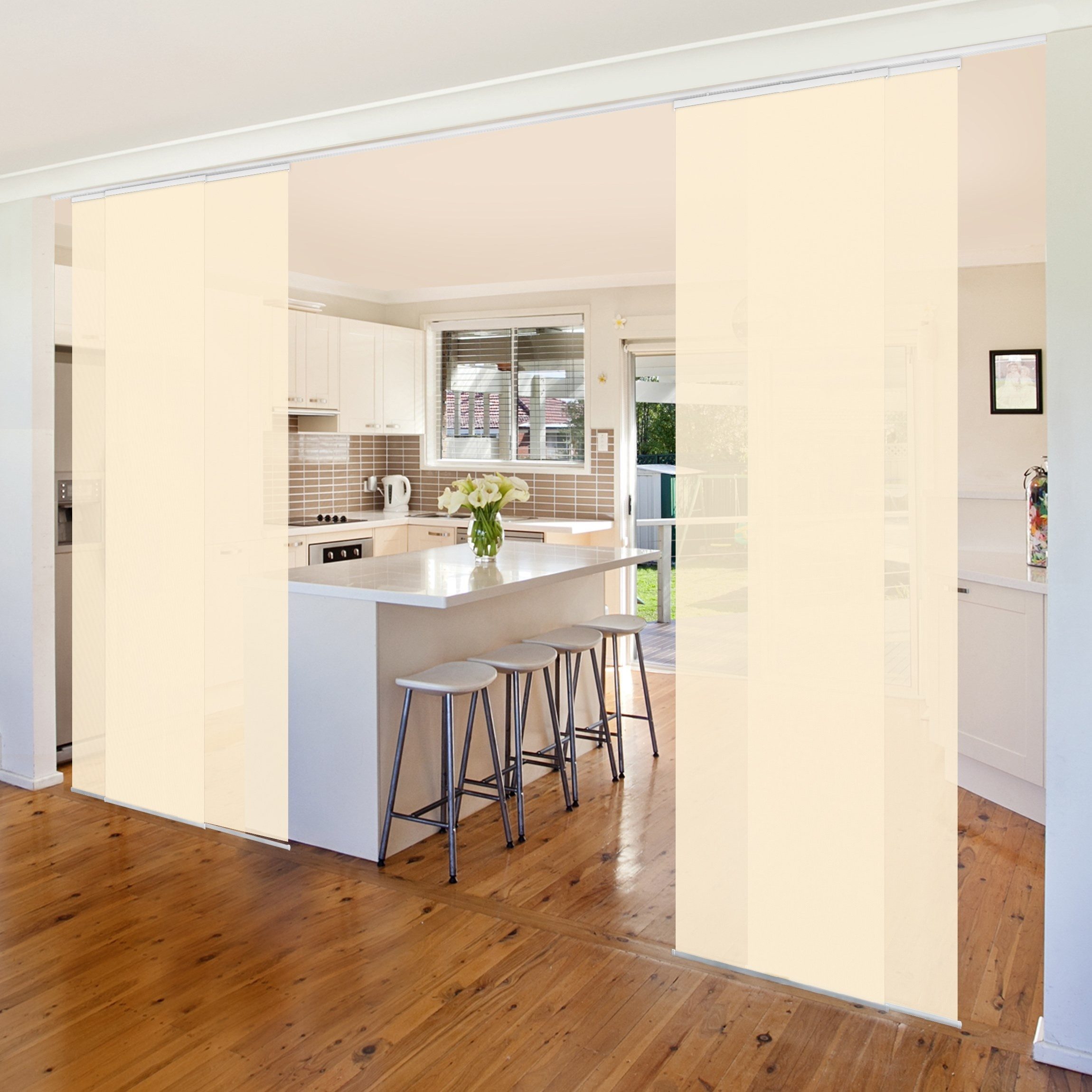 Bilderdepot24 Schiebegardine modern Flächenvorhang blickdicht Crème, günstig online kaufen