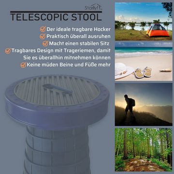Starlyf Campinghocker Telescopic Stool (1 St., Spar-Set 1er oder 2er Pack), Tragbarer- ausziehbarer Klappstuhl, kompakt und leicht, bis 100 kg