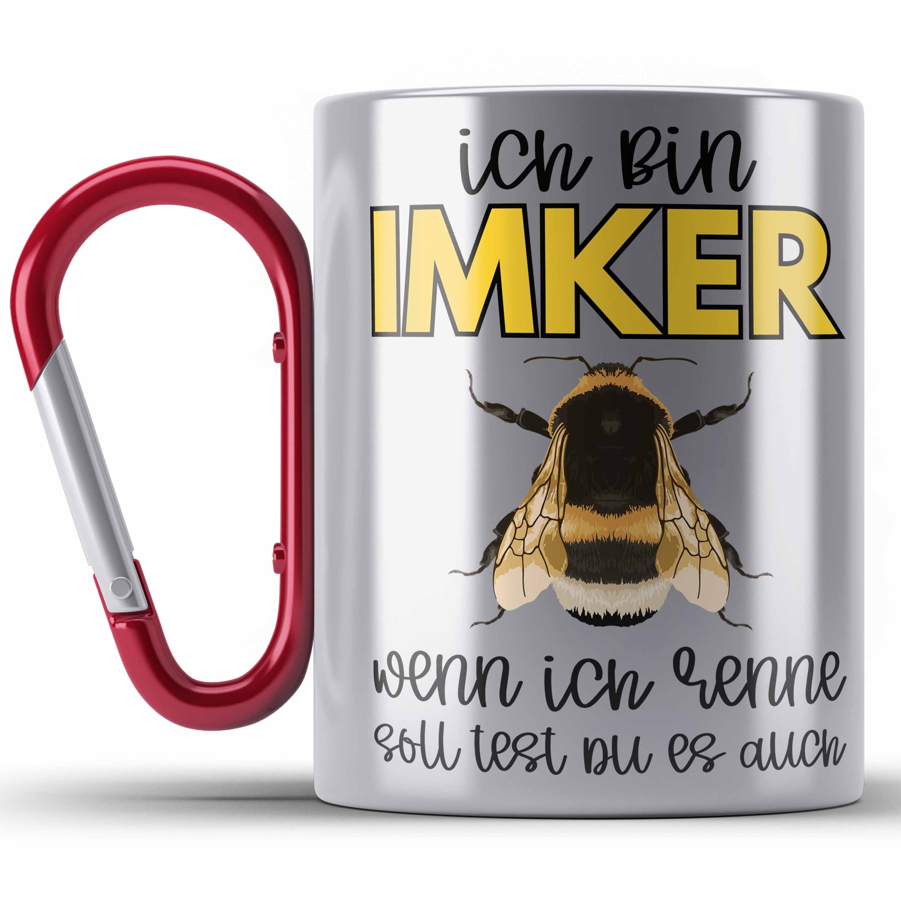 Tasse Geschenk Tasse Edelstahl Bienenzucht Rot Imker Edelstahl Thermotasse Trendation Edelstahl G