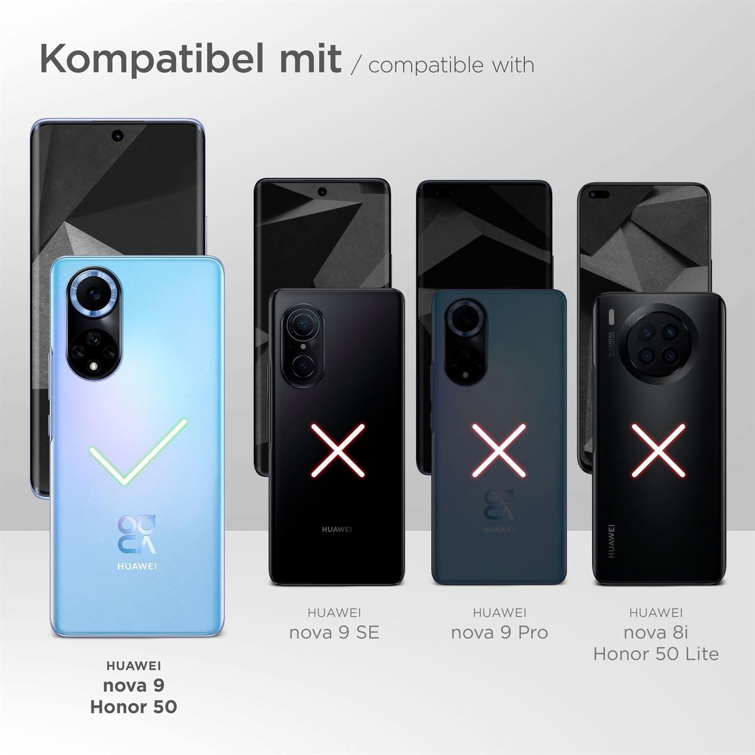 moex Handyhülle für Honor 50 Hülle Klappbar Book Case Schwarz 6,57 Zoll, Klapphülle Kartenfach Flip Cover Handytasche Leder Optik Schutzhülle