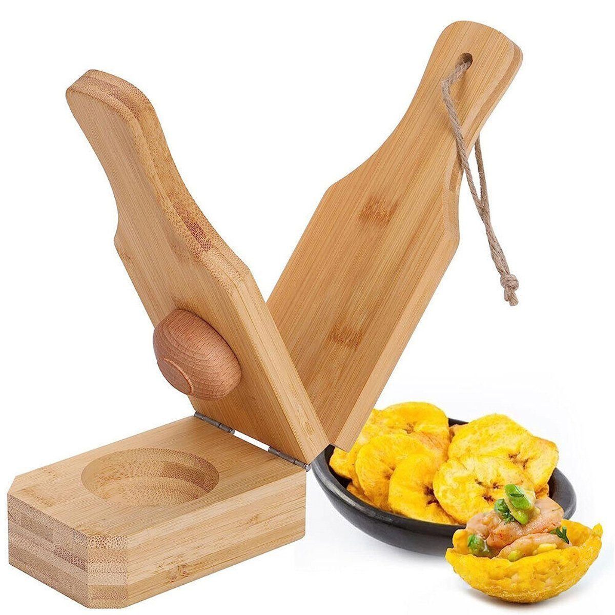 yozhiqu Back-Set Bananenroller aus Holz,Werkzeug zur Herstellung von Bananenpfannkuchen, (1-tlg), Ideal zum einfachen und gleichmäßigen Pressen von Tostones