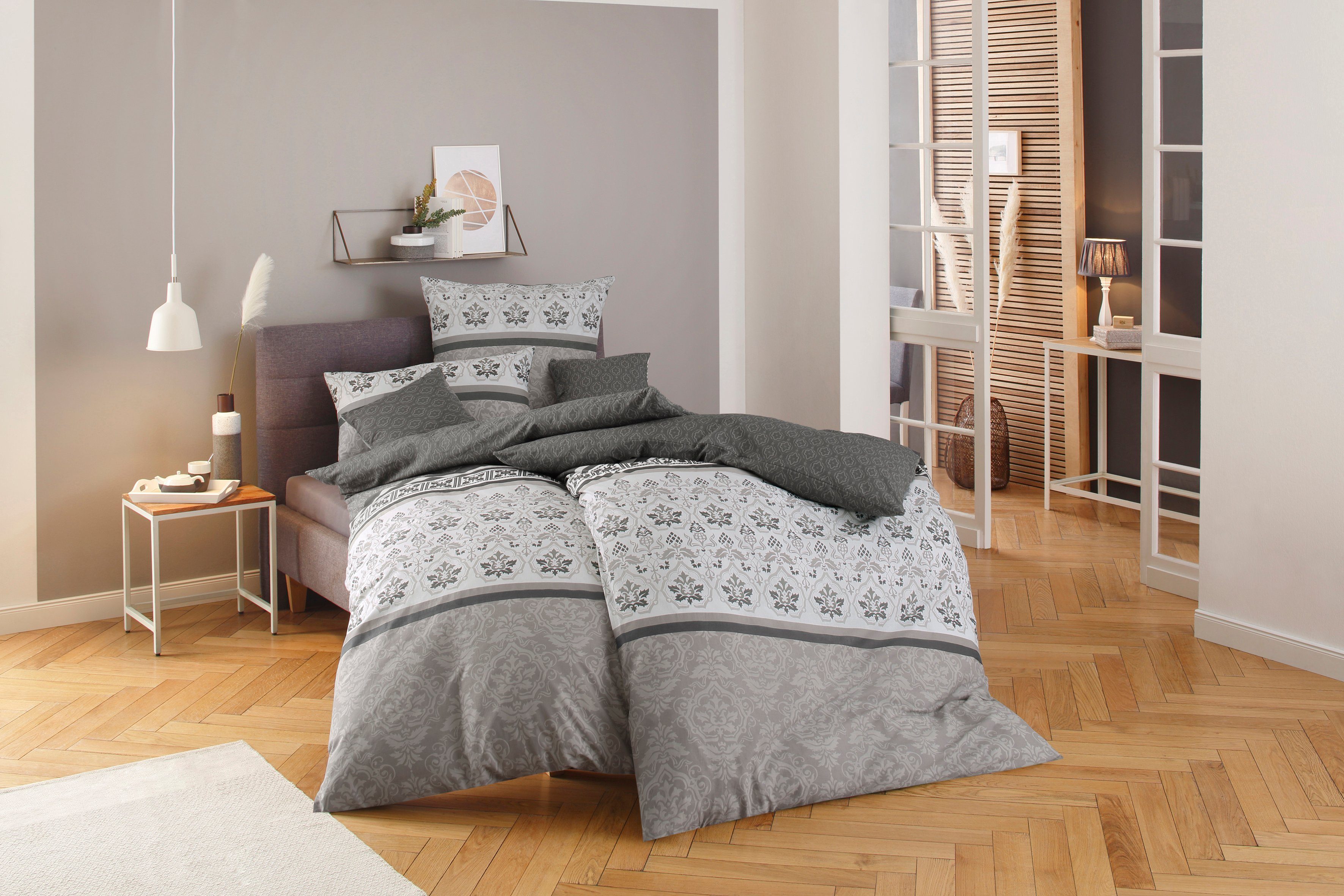 OTTO home Bettwäsche Cremona in Gr. 135x200, 155x220 cm u.a. Bettwäsche-Set mit Ornamenten, Biber, 3 teilig, romantische Bettwäsche in verschiedenen Qualitäten, – Bild 5 von 5
