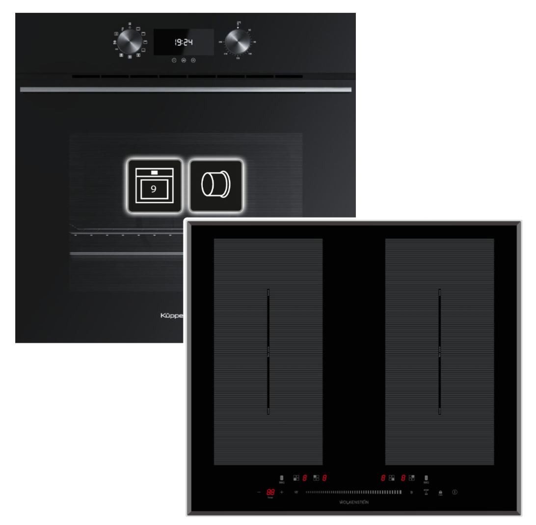 Küppersbusch Backofen-Set 70 Liter mit Wolkenstein Induktionskochfeld Booster - autark, 60 cm