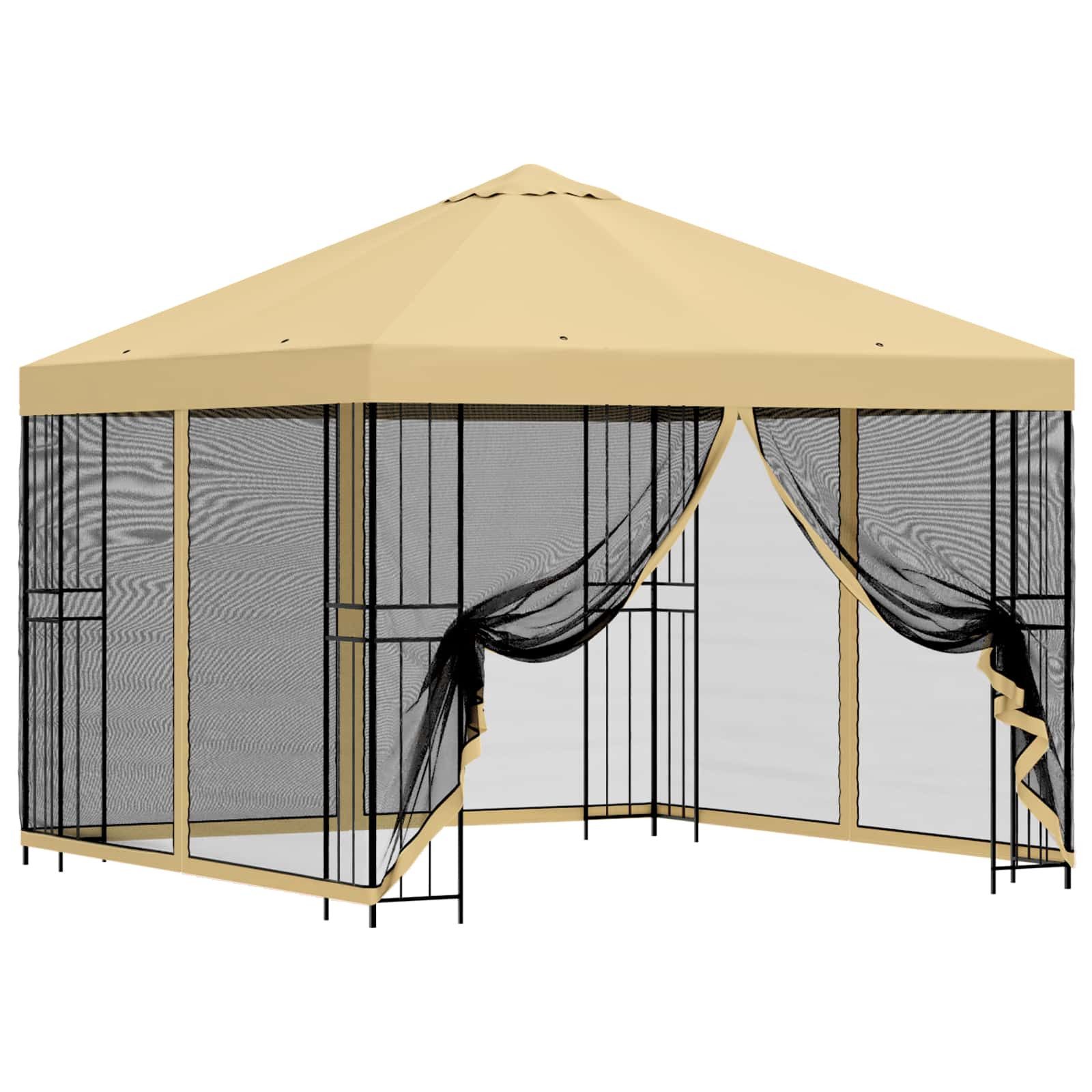 vidaXL Partyzelt Garten Pavillon mit Seitenwänden 3 x 3 m Creme