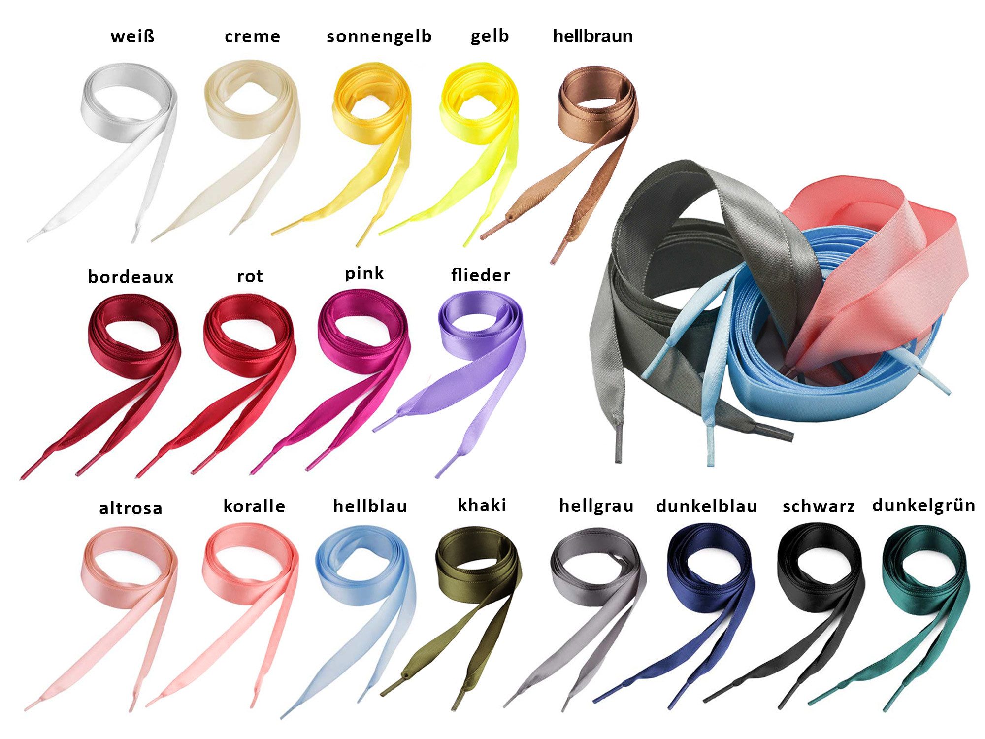 maDDma Schnürsenkel 1 Paar Schnürsenkel Satin 110cmx19mm Bekleidungskordel Kordel, 110 x 1.9 cmaltrosa